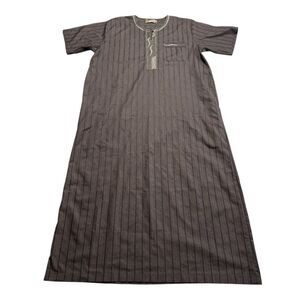 Alresalah Thobe Jalabiya Kaftan Brown Striped Men’s L/XL